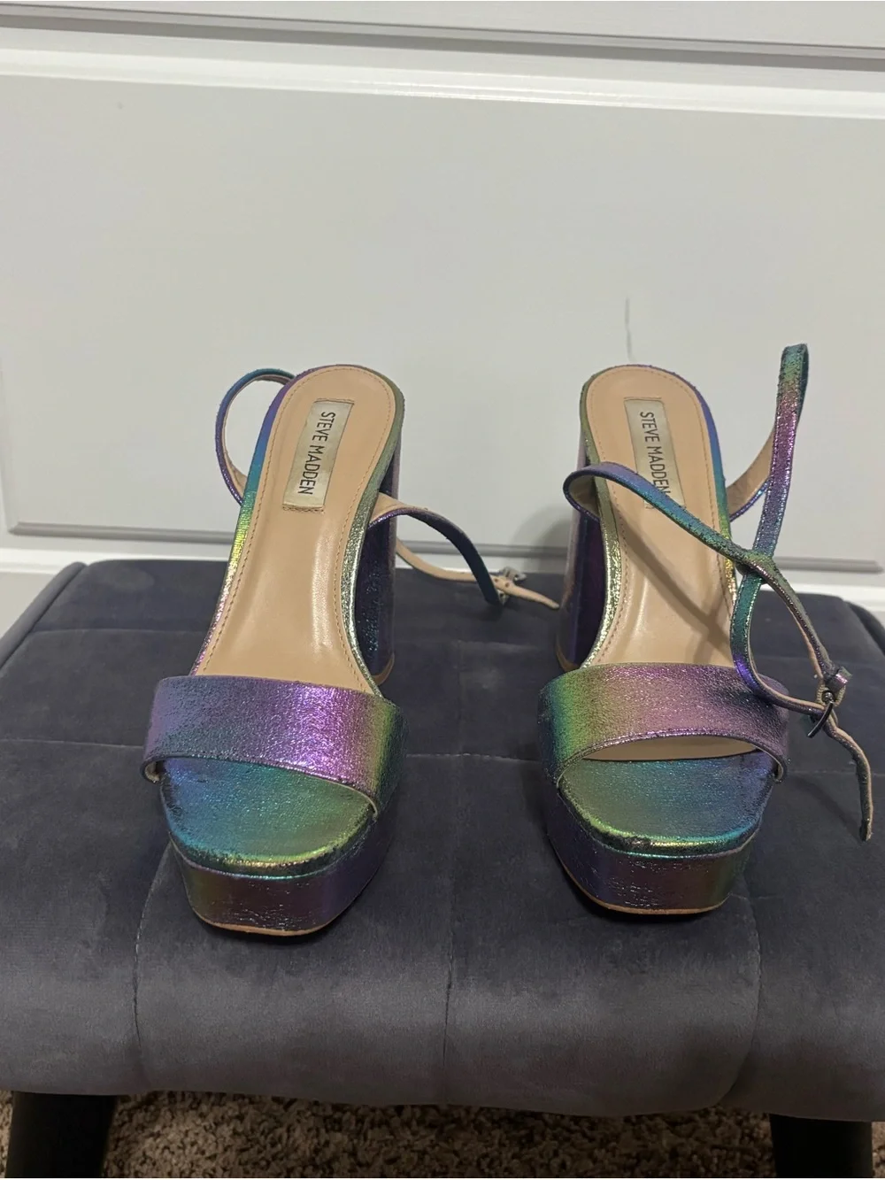Steve Madden Iridescent Multi-Color Platform Block Heels